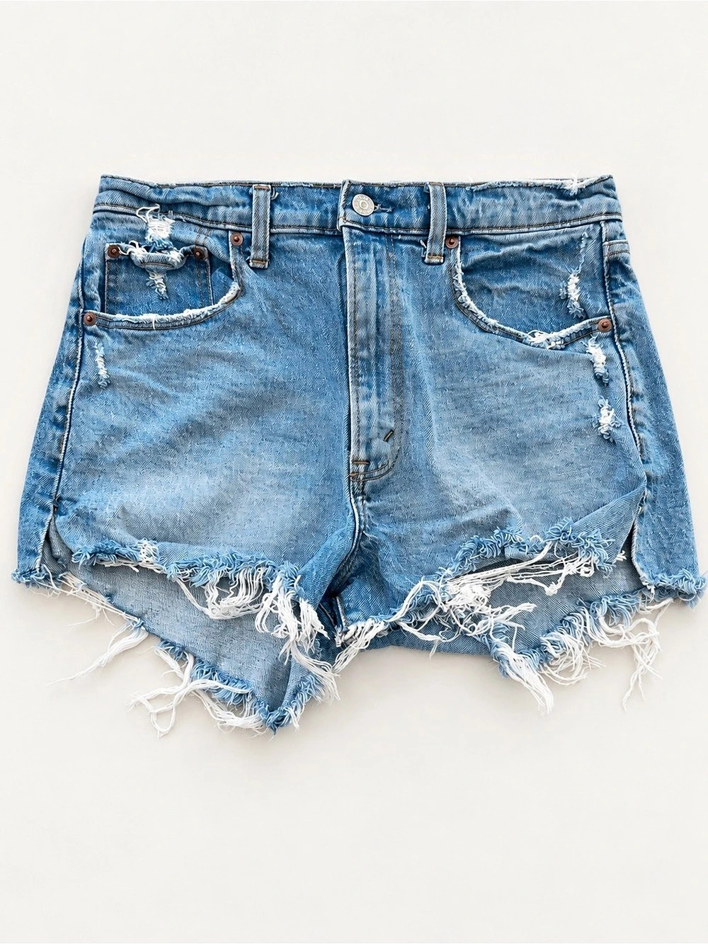 Abercrombie & Fitch Mom Shorts High Rise Jean Shorts Blue Waist 30